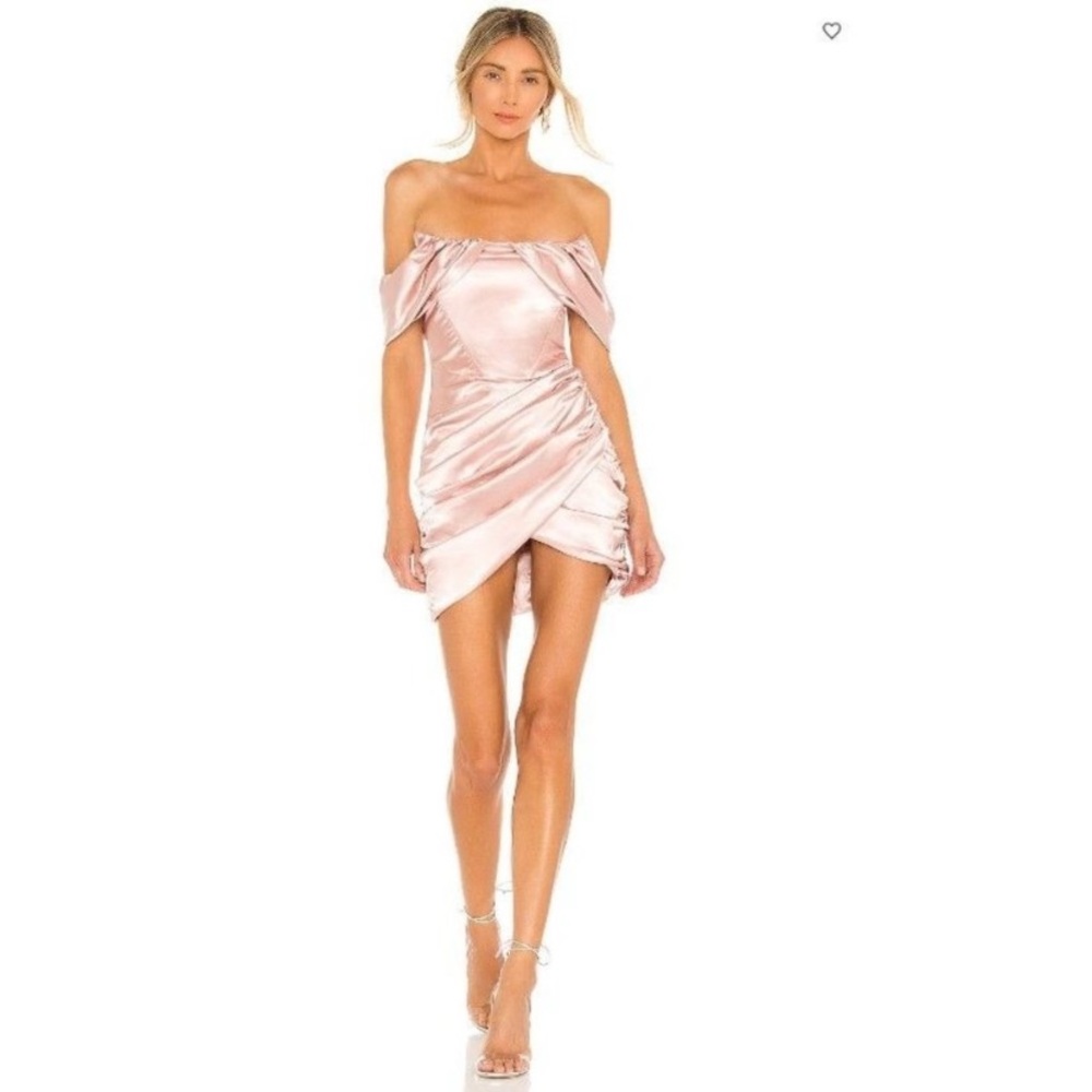 Superdown Aurora Corset Mini Dress in Blush Pink S Satin